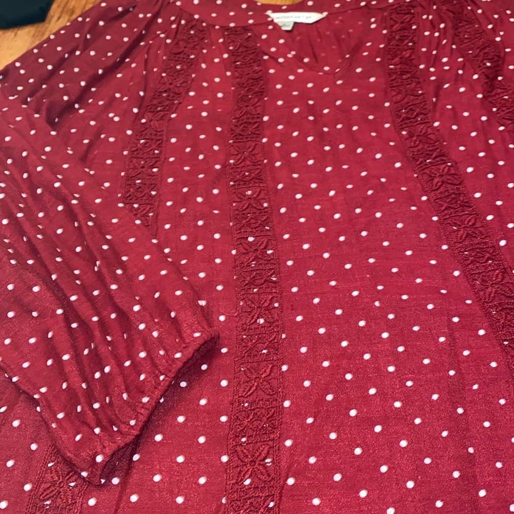 Counterparts extra large cherry red with white dots blouse - Picture 4 of 8